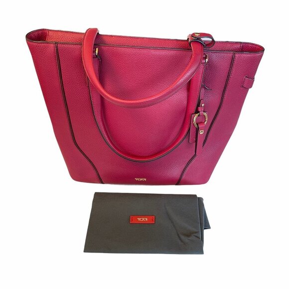 Tumi Red Leather Nonie Tote - Picture 1 of 11